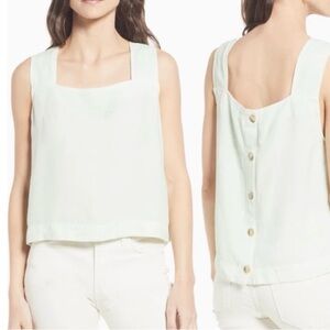 Linen-Blend Sunside Button-Back Top size 0